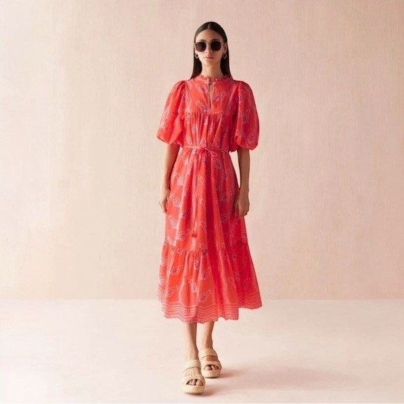OMIKA Wren Midi Dress, In Papaya, NWT, Small, Current Season 25’, $348MSRP - Picture 2 of 7
